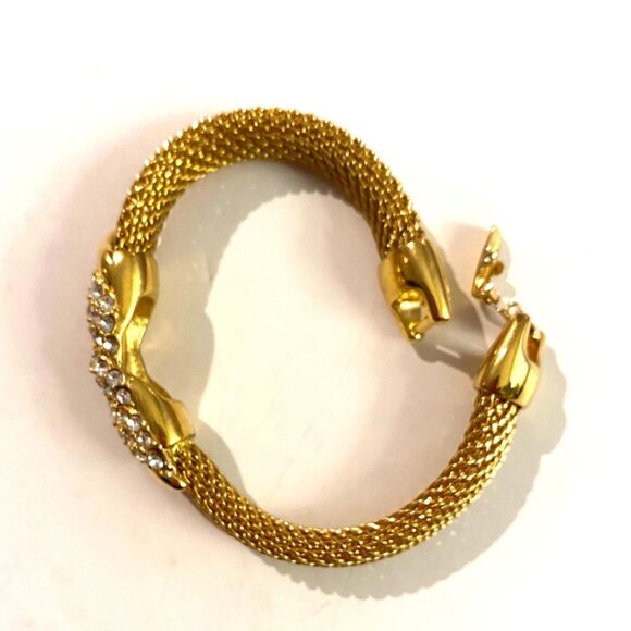 Jacqueline Kennedy, Pave Crystal Gold Mesh Bracelet, Camrose & Kross - Picture 3 of 4